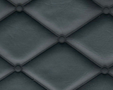 Square swatch upholstered quilted vinyl (diamond pattern with circles on the intersecting points) in shade forest green