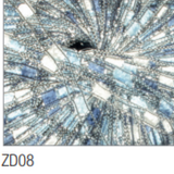 Swatch of Zodiac metallic ladder yarn in shade ZD08 (white and light blue shades)