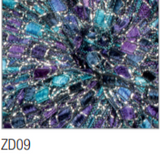 Swatch of Zodiac metallic ladder yarn in shade ZD09 (blue and purple shades)