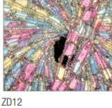 Swatch of Zodiac metallic ladder yarn in shade ZD12 (blue/pink/yellow pastel shades)