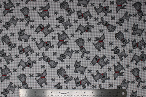 Grey Dogs - 43/44" - 100% cotton flannel