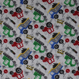 Construction Equipment - 43/44" - 100% cotton flannel