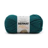 A ball of Bernat Softee Chunky yarn in shade Teal Waves (medium teal blue)
