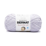 A ball of Bernat Bundle Up yarn in shade Lilac (pale purple)