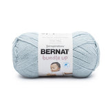 A ball of Bernat Bundle Up yarn in shade Sky Blue (pale light blue)