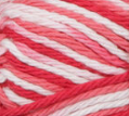 Azalea (white, red, mid pink, coral) variegated swatch of Bernat Handicrafter Cotton