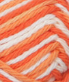 Poppy (bright orange, bright white, bright reddish-orange) variegated swatch of Bernat Handicrafter Cotton