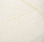 Swatch of Bernat Softee Baby yarn in shade antique white (off white)