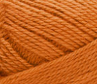 Swatch of Bernat Softee Baby yarn in shade pumpkin (dark orange)
