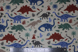 Assorted Dinos - 43" - 100% cotton flannel