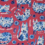 Porcelain Print Cats - 43" - 100% cotton flannel