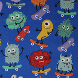 Skateboarding Monsters - 43" - 100% cotton flannel