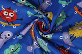 Skateboarding Monsters - 43" - 100% cotton flannel