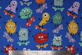 Skateboarding Monsters - 43" - 100% cotton flannel