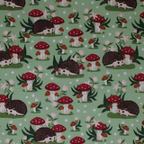 Hedgehogs & Mushrooms - 43" - 100% cotton flannel