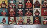 Christmas Party Animals - 45" - 100% cotton