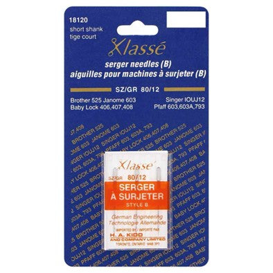 Machine Needles - Serger Needles - Short Shank - Size 80/12 - 5 count - Klasse´