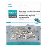 No-Sew Hook & Bar Sets - 3 sets - Silver - Unique Brand