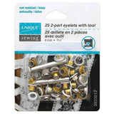 2-Part Eyelets with Tool - 4mm (1⁄8″) - 25 pcs - Unique Brand