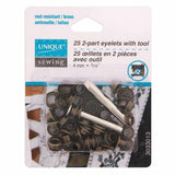 2-Part Eyelets with Tool - 4mm (1⁄8″) - 25 pcs - Unique Brand