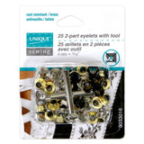 2-Part Eyelets with Tool - 4mm (1⁄8″) - 25 pcs - Unique Brand