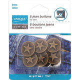 Jean Buttons - 17mm (5/8") - 6pcs - Unique Sewing Brand