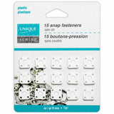 Plastic Sew on Snaps - 9mm Square - 15ct - UNIQUE