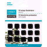 Plastic Sew on Snaps - 9mm Square - 15ct - UNIQUE