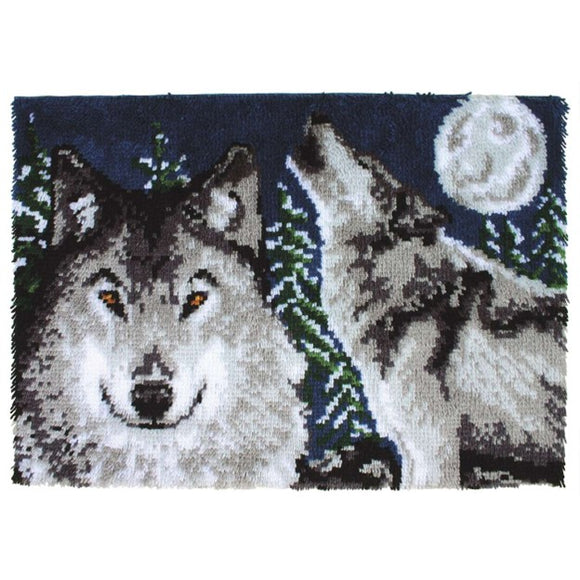 Midnight Wolves - Rug Hooking Kit - 27 x 40 - Wonderart