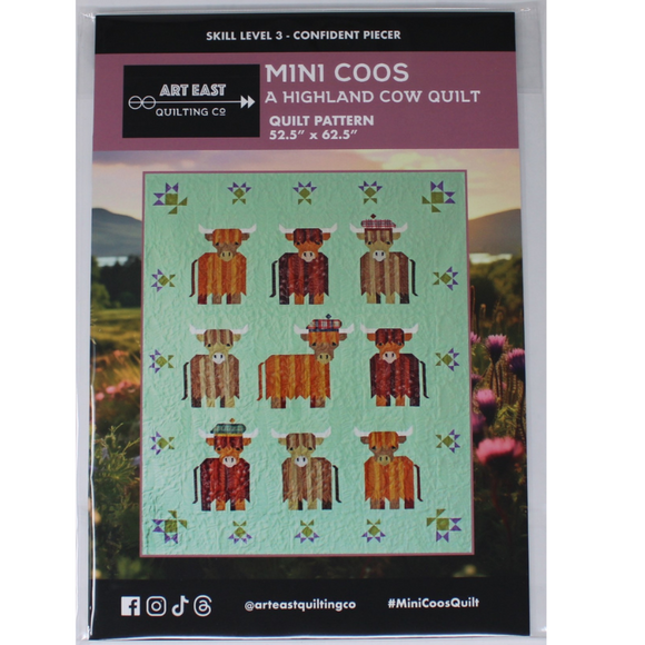 Mini Coos (A Highland Cow Quilt) - Quilting Pattern - Art East Quilting Co.