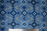 Blue Geometric Abstract - 58" - 100% polyester fleece
