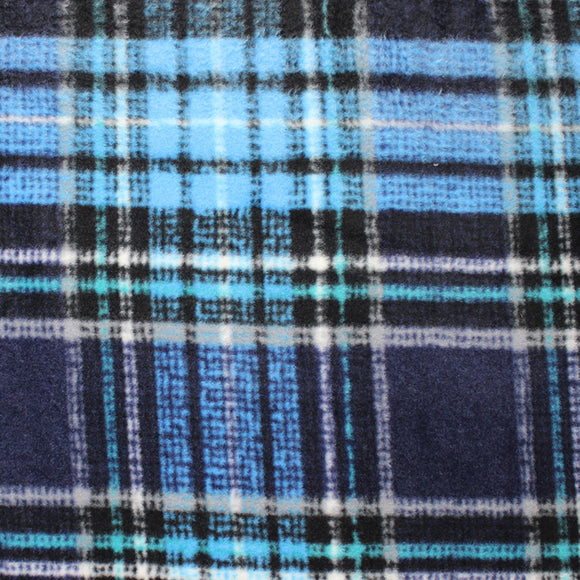 Blue Plaid Design Fleece Print - 60