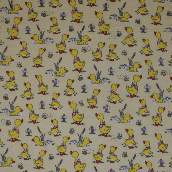 Ducklings and Bees - 44'' - 100% cotton flannel