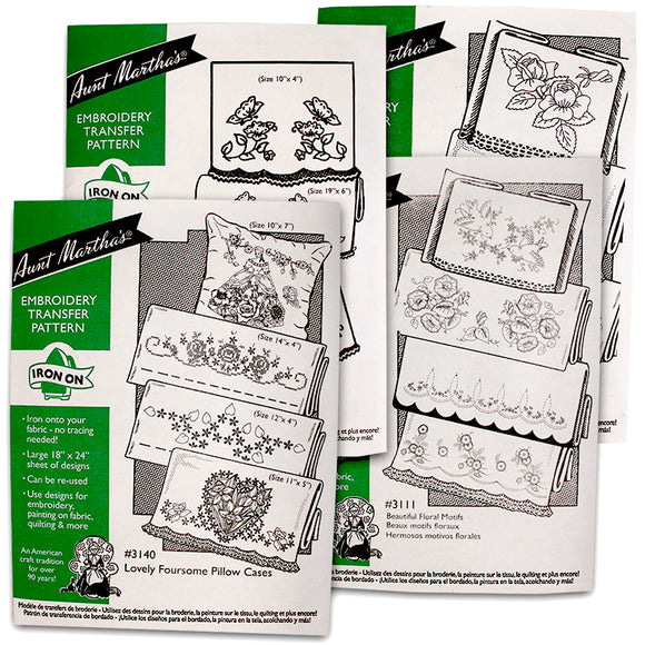 Aunt Martha's Iron-On Embroidery Transfer Patterns - 14 Floral Motifs For Towels, Pillows & Crafts