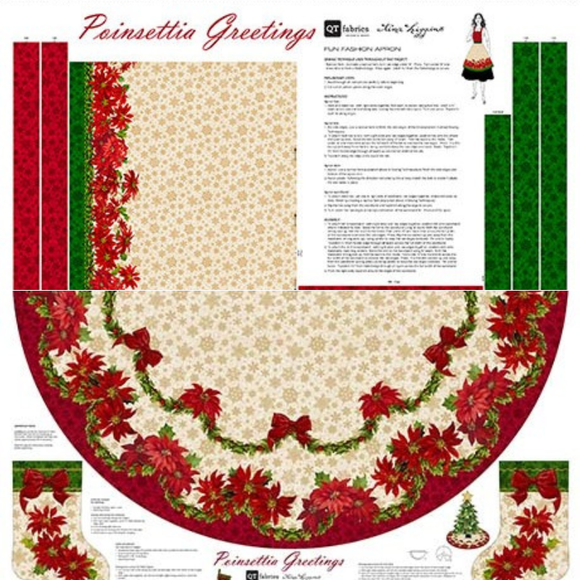 Poinsettia Greetings - 100% cotton