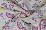 Rainbows & Hearts - 45" - 100% cotton flannel