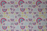 Rainbows & Hearts - 45" - 100% cotton flannel