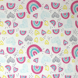 Rainbows & Hearts - 45" - 100% cotton flannel