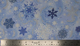 Frosted Winter Snowflakes - 44/45'' - 100% cotton