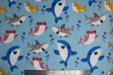 Smiley Sharks - 58" - 100% polyester fleece