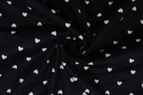 White Hearts on Black - 43/44" - 100% cotton flannel