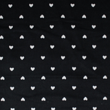 White Hearts on Black - 43/44" - 100% cotton flannel