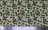 Christmas Holly & Berries - 44/45'' - 100% cotton