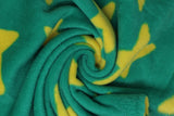 Yellow Stars on Green - 58" - 100% polyester fleece