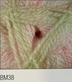 Swatch of Baby Marble DK yarn in shade BM38 (tan and pink shades)