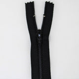 20cm light weight closed end zipper in black half zipped
