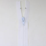 23cm light weight closed end zipper in white half zipped