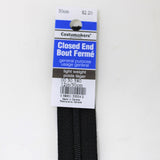 30cm light weight closed end zipper in black with label