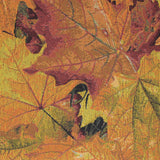 Square swatch autumn leaves printed upholstery fabric (yellow/orange/red autumn leaves collage)