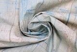 Swirled swatch Map fabric (vintage style faded map look fabric in natural and blue shades)